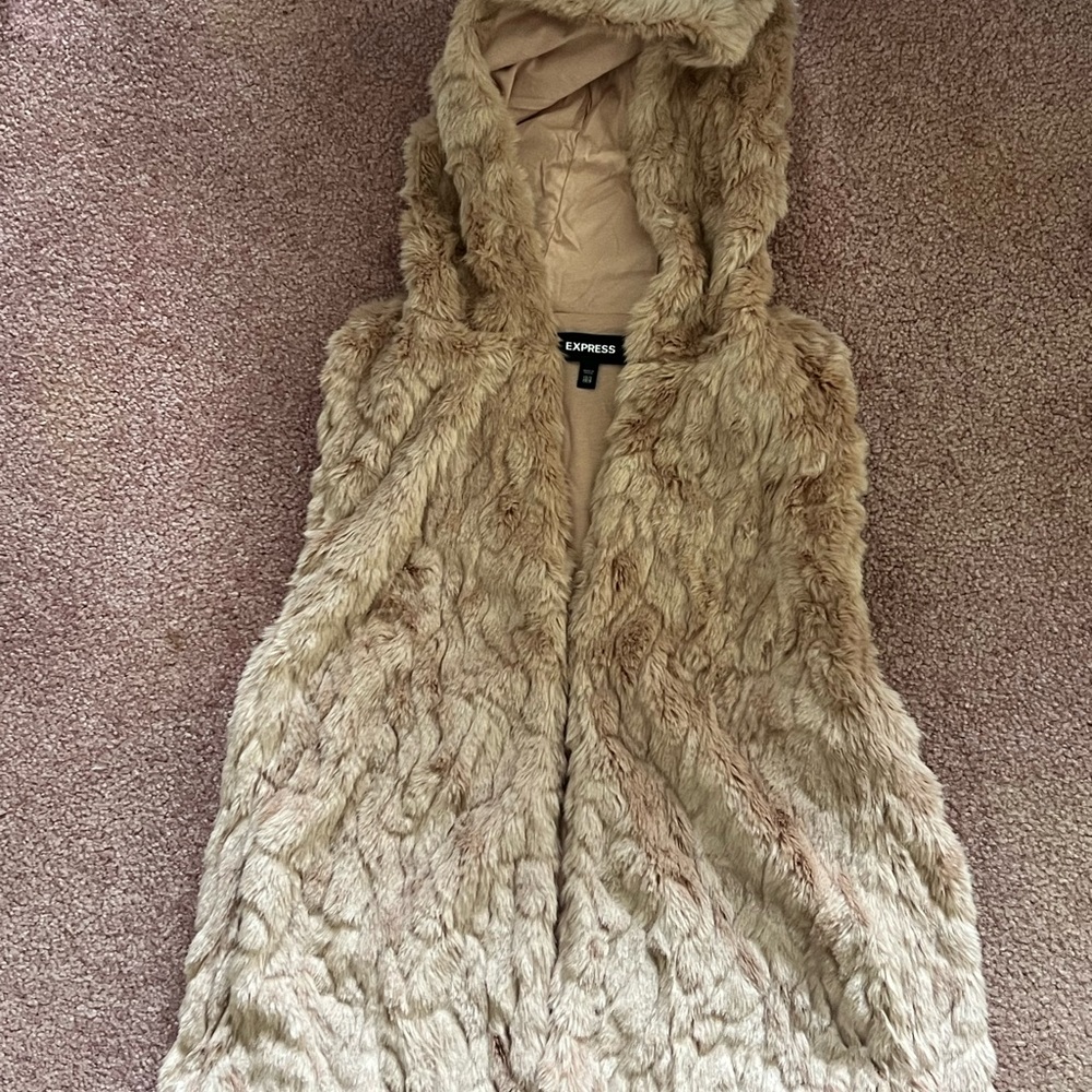 Express Tan Faux Fur Vest